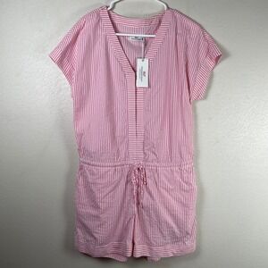 Vineyard Vines Performance Pink White Striped Seersucker Romper Womens NWT‎